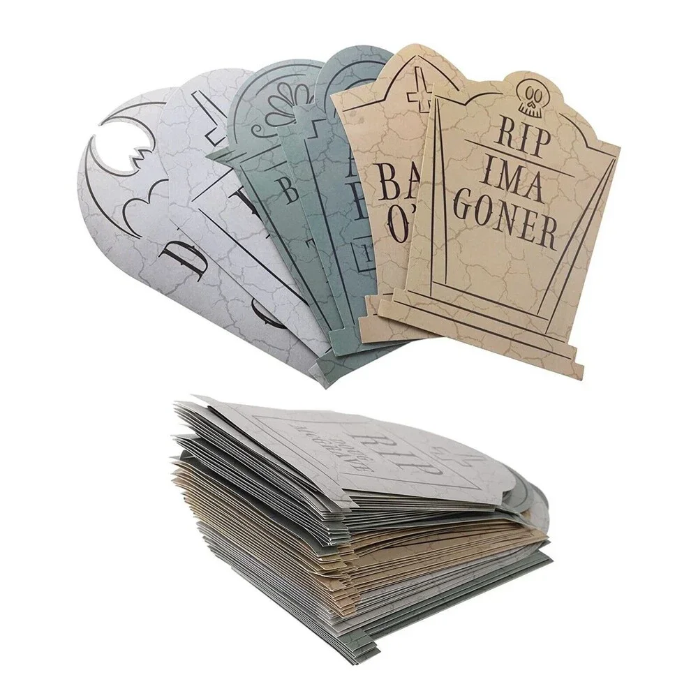 JOYIN 48 Pcs Halloween Tombstone Paper Bags Trick or Treat Candy Gift Bags
